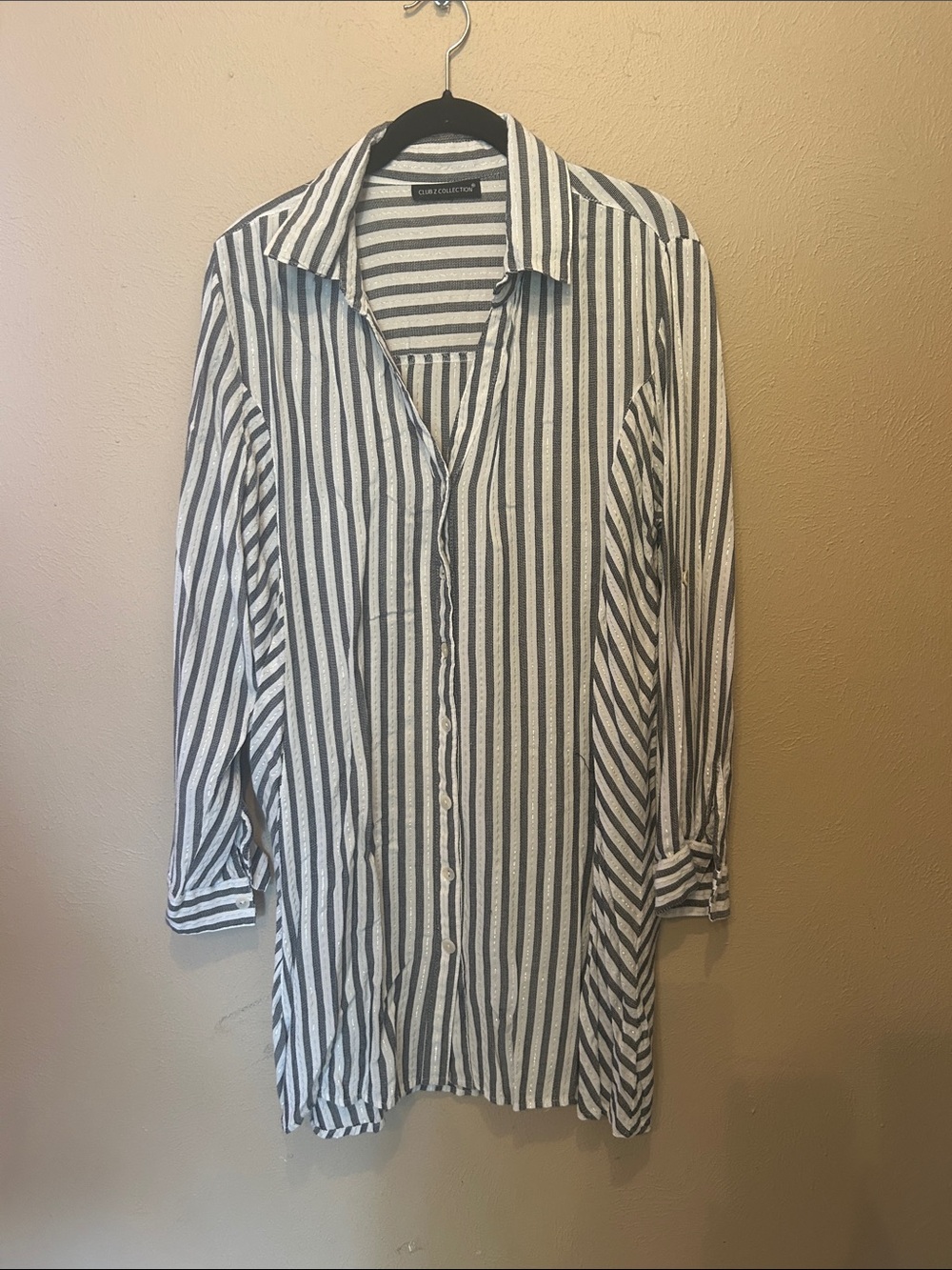 Club ZVertical Stripe Button-Down Shirt - White & Black